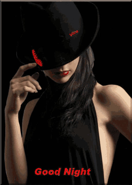 a picture of a woman with a butterfly on her hat and the words good night on the bottom