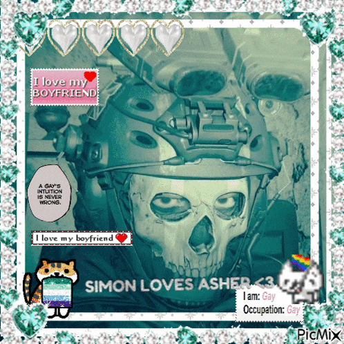 a picture of a skull with the words simon loves asher