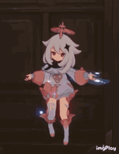 a cartoon of a girl with a star on her head holding a sword .