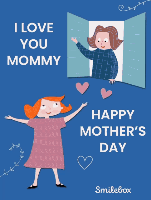 a greeting card for mother 's day with a girl reaching out to her mother