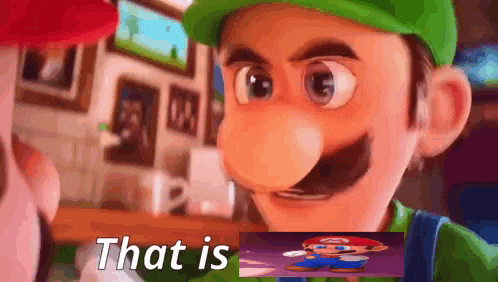 a close up of a cartoon character with the words that is on the bottom