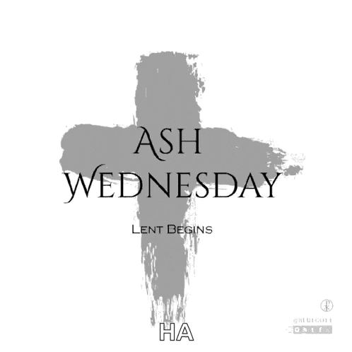 a cross with the words ash wednesday and lent begins