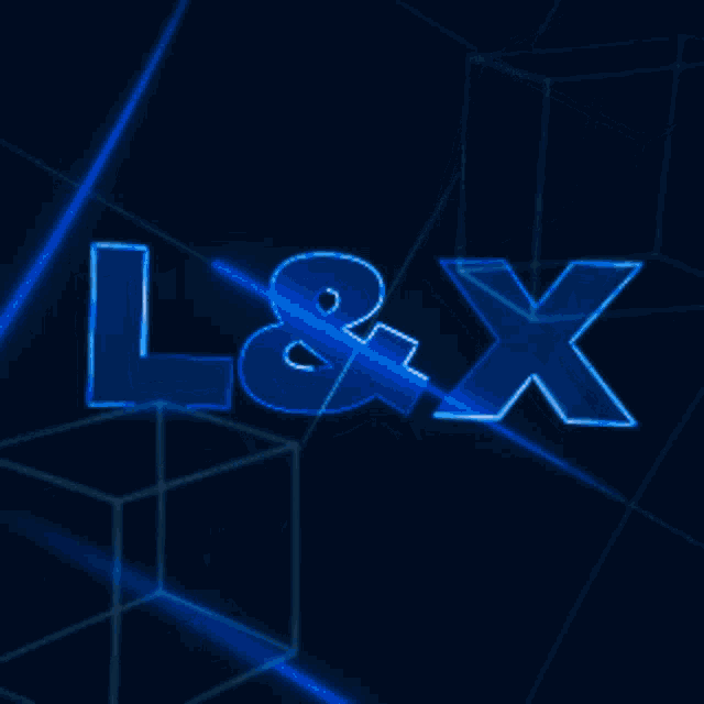 the letters l and x are glowing in blue