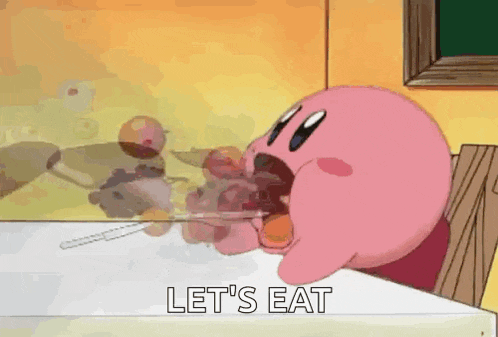 a cartoon character is sitting at a table eating grapes .