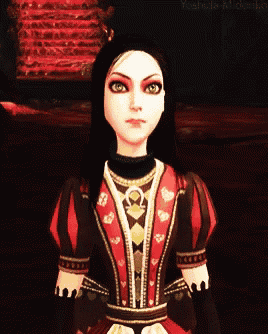 a cartoon character is wearing a red dress with hearts on it