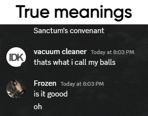 a text message from sanctum 's convenient that says " true meanings "