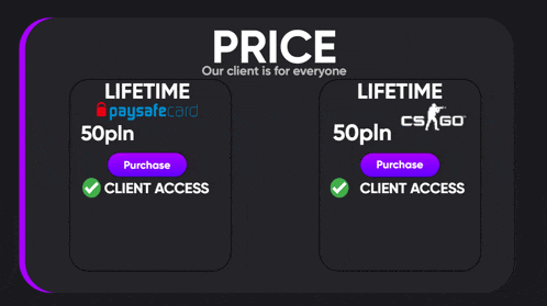 an advertisement for lifetime paysafecard 50pln and cs go 50pln