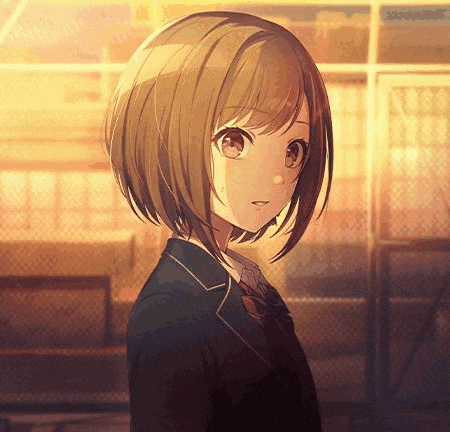 a girl with short brown hair is wearing a school uniform and standing in front of a fence .