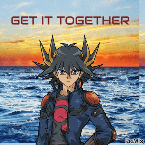 a picture of a anime character with the words get it together