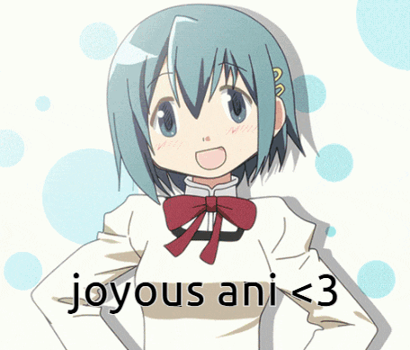 a drawing of a girl with the words joyous ani < 3