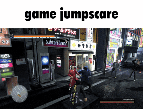 a screenshot of a video game with the words game jumpscare at the top