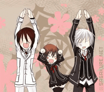 a group of anime characters are posing with their arms in the air and a watermark that says sagaure.net