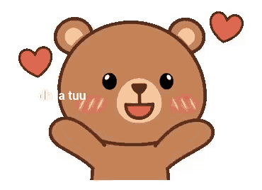 a brown teddy bear with two red hearts around it 's head