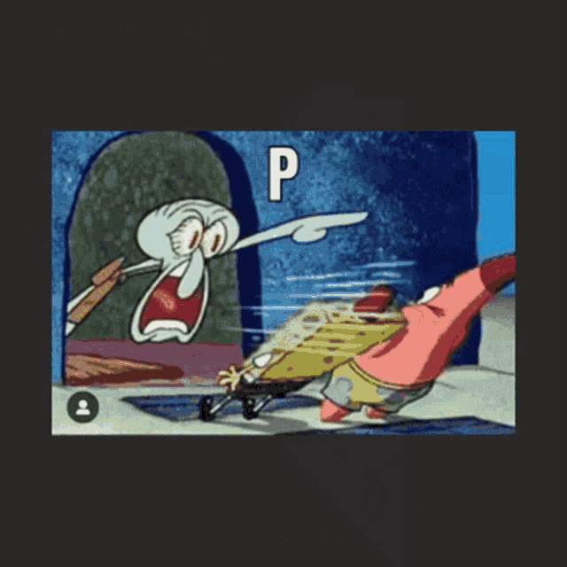 a picture of spongebob and patrick from spongebob squarepants pointing