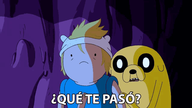 a cartoon character with a bandage on his head stands next to another character with the words que te paso