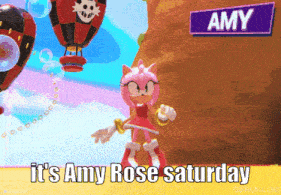 amy rose from the video game sonic the hedgehog is dancing