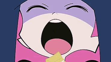 a close up of a cartoon character 's face with its mouth open