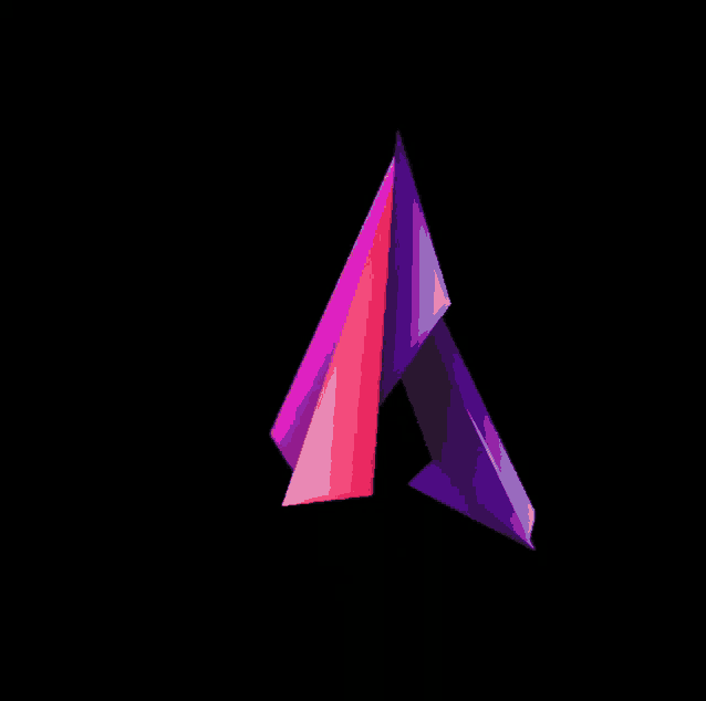 the letter v is made up of purple and pink triangles on a black background