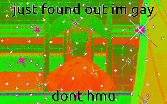 a colorful background with the words " just found out im gay "