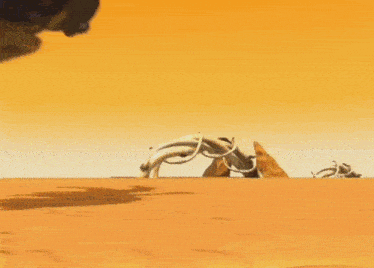 a cartoon character is holding a sword in front of a large bug