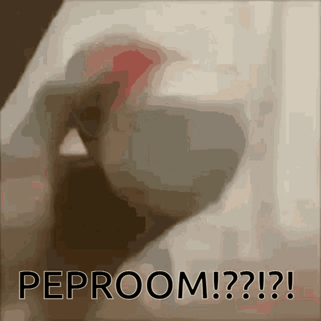 a blurred image of a person with the words peproom written on the bottom