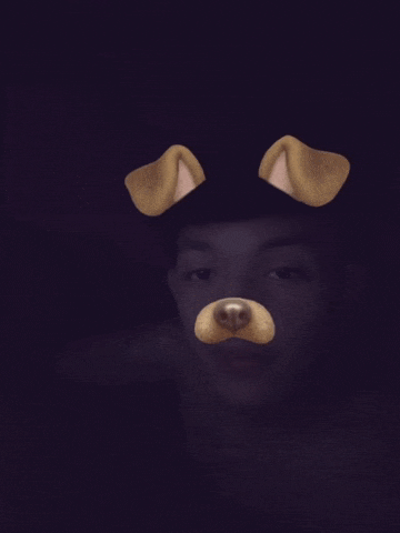 a person with a dog mask on their face in the dark