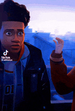 a tiktok video of a cartoon character with the number 01 on his jacket