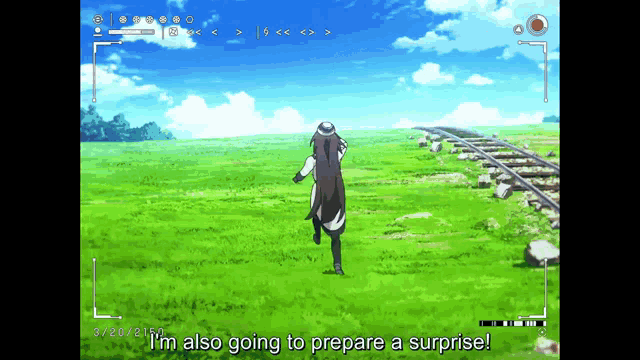 a person running in a field with the words " i 'm also going to prepare a surprise "