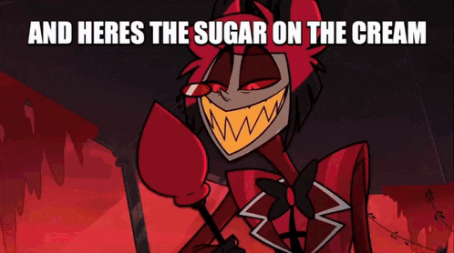 a cartoon of a throne with the words and heres the sugar on the cream he asked me to steal your meme on it