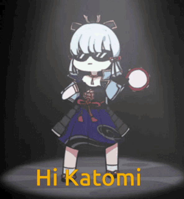 a cartoon of a girl with the name hi katomi on the bottom