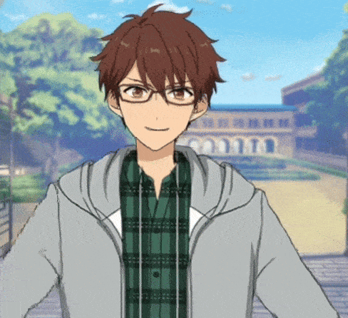 a boy wearing glasses and a plaid shirt is smiling