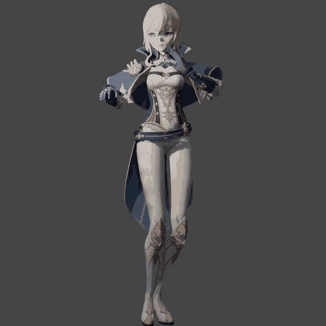 a 3d model of a female anime character with blonde hair