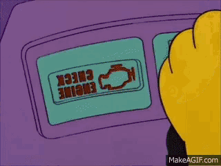 a cartoon of homer simpson and  lisa simpson in a car on makeagif.com