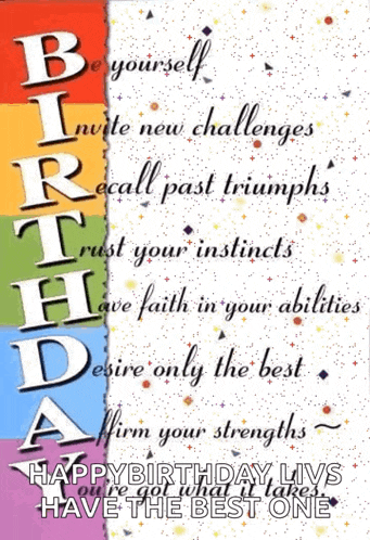 a birthday card with a poem on it that says be yourself .