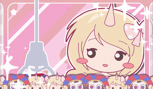 a cartoon drawing of a girl with a unicorn horn on her head