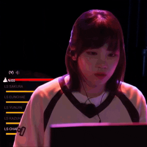 a girl is playing a video game with ls sakura and ls punch on the screen