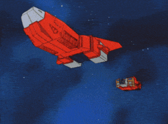 a cartoon drawing of a red box with a white item in front of it
