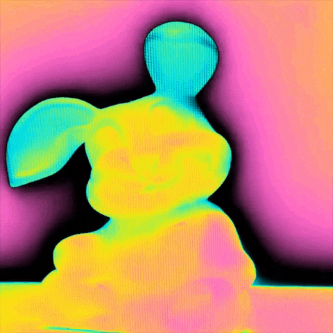 a colorful image of a stuffed bunny rabbit