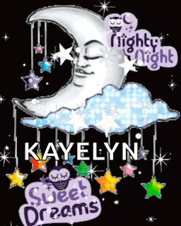 a cartoon of a sleeping moon with the name kayelyn