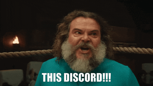 a man with a beard and a blue shirt says " this discord "