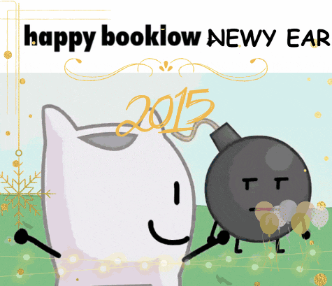 a happy booklow new year greeting card with a bomb