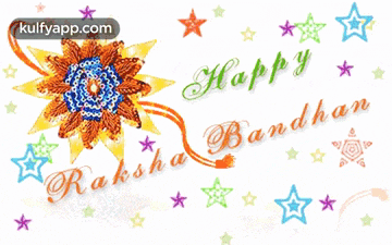 a greeting card for raksha bandhan with a flower and stars