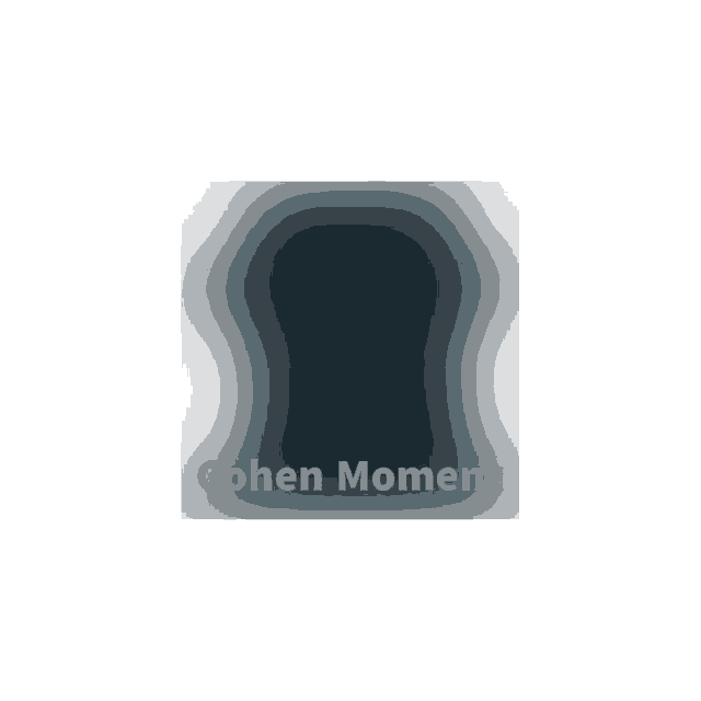 a blurred image with the words cohen moment written on it