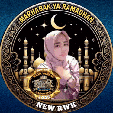 a picture of a woman in a circle with the words marhaban ya ramadhan 2025