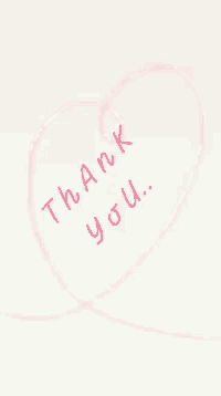 a pink heart with the words thank you written inside