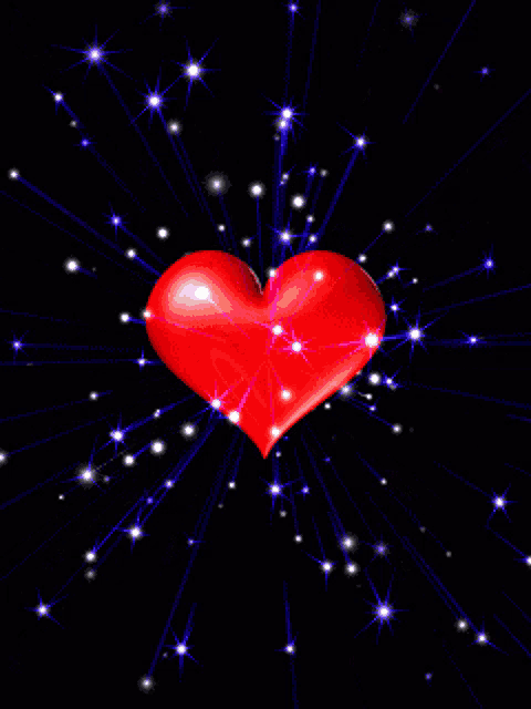 a red heart is surrounded by blue and white stars