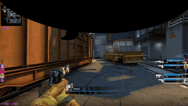 a person holding a gun in a video game with the number 100 on the left