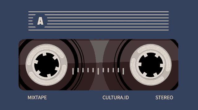 a cassette tape labeled mixtape and stereo on a blue background