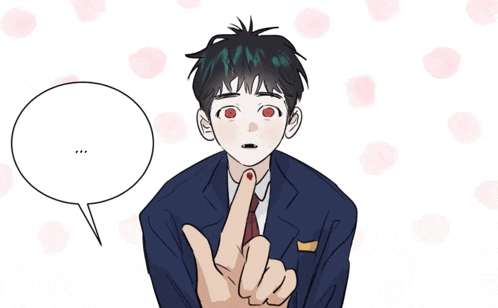 a cartoon of a boy in a suit and tie giving the middle finger