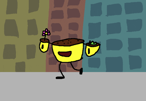 a drawing of a cartoon character with a flower in it